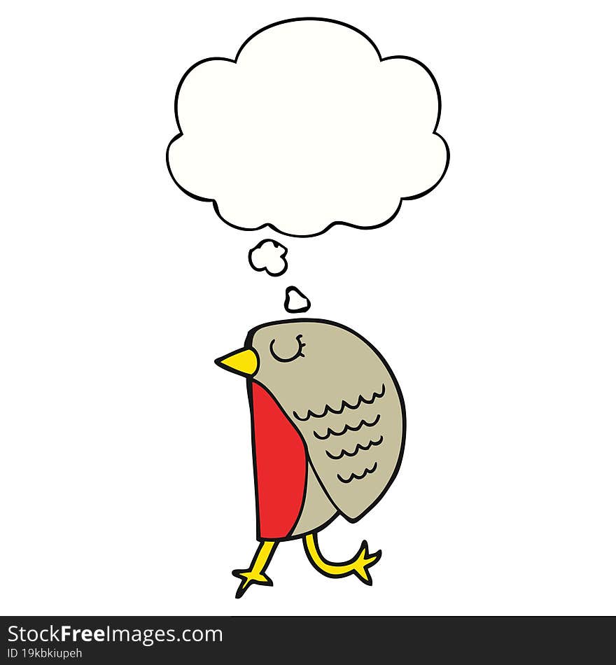 cartoon bird with thought bubble. cartoon bird with thought bubble