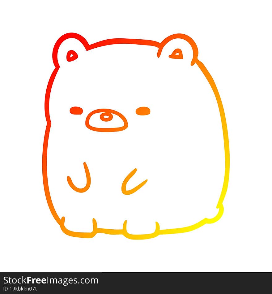 Warm Gradient Line Drawing Cute Sad Bear