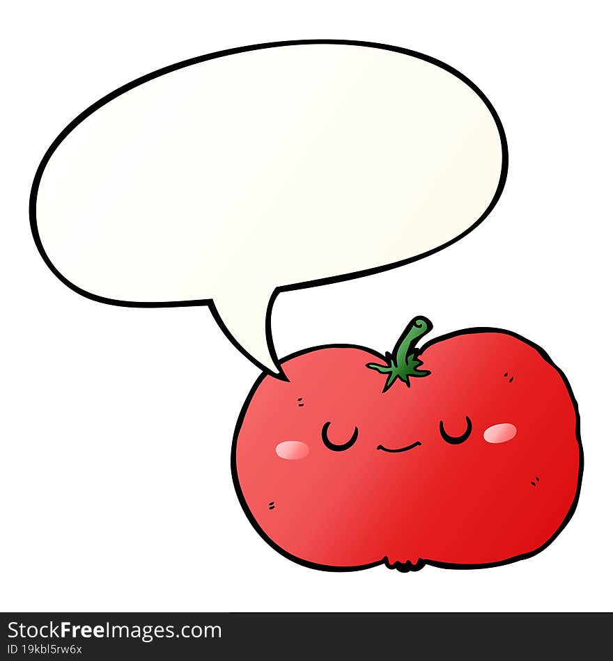 cartoon apple and speech bubble in smooth gradient style