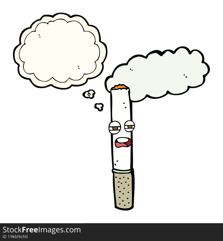 Cartoon Happy Cigarette With Thought Bubble