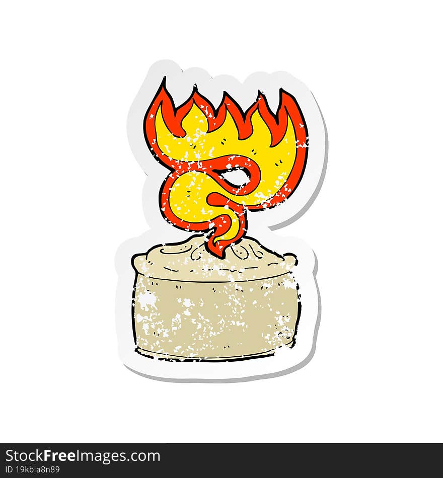 Retro Distressed Sticker Of A Cartoon Hot Pie