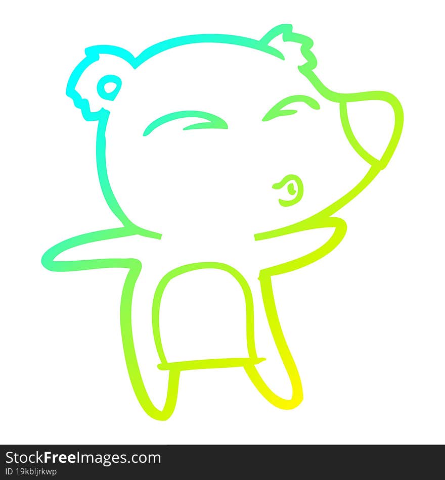 Cold Gradient Line Drawing Cartoon Whistling Bear