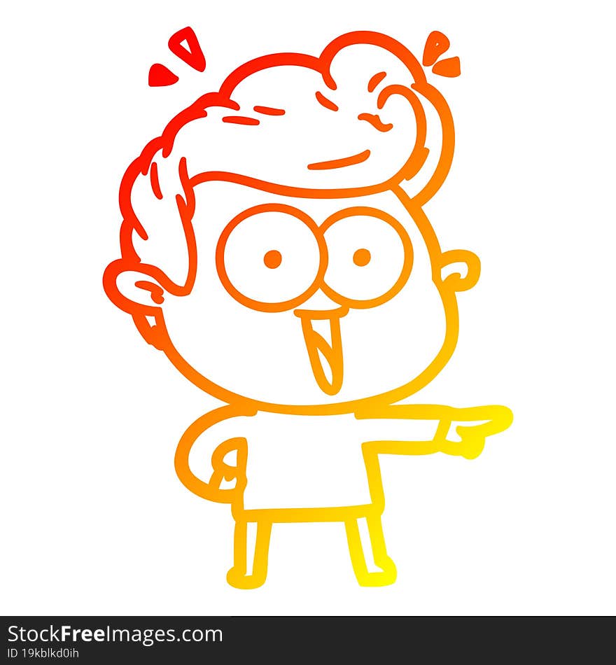 warm gradient line drawing cartoon excited man