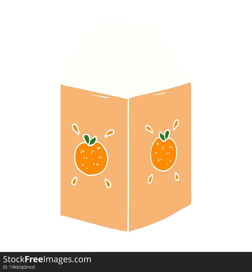 flat color style cartoon orange juice carton