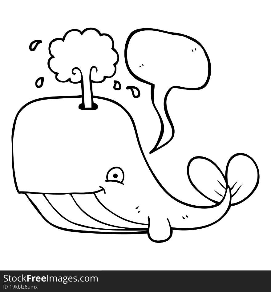 freehand drawn speech bubble cartoon whale spouting water