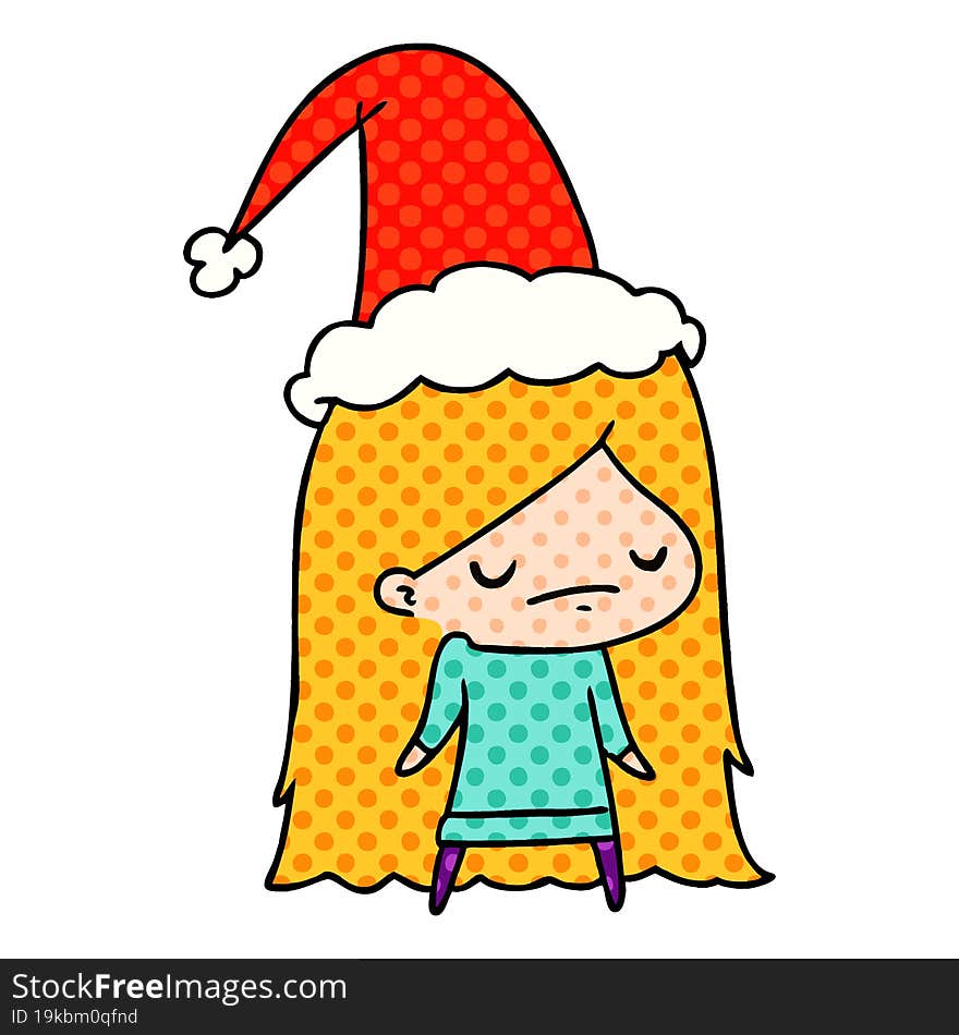 hand drawn christmas cartoon of kawaii girl