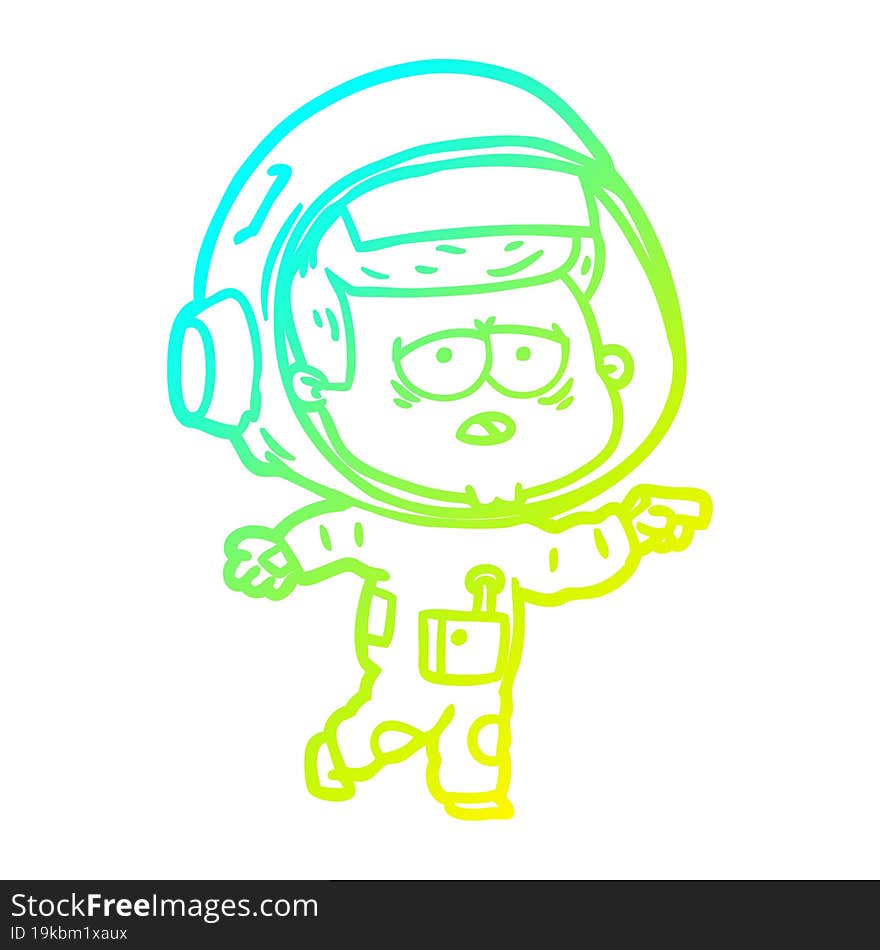 cold gradient line drawing cartoon tired astronaut