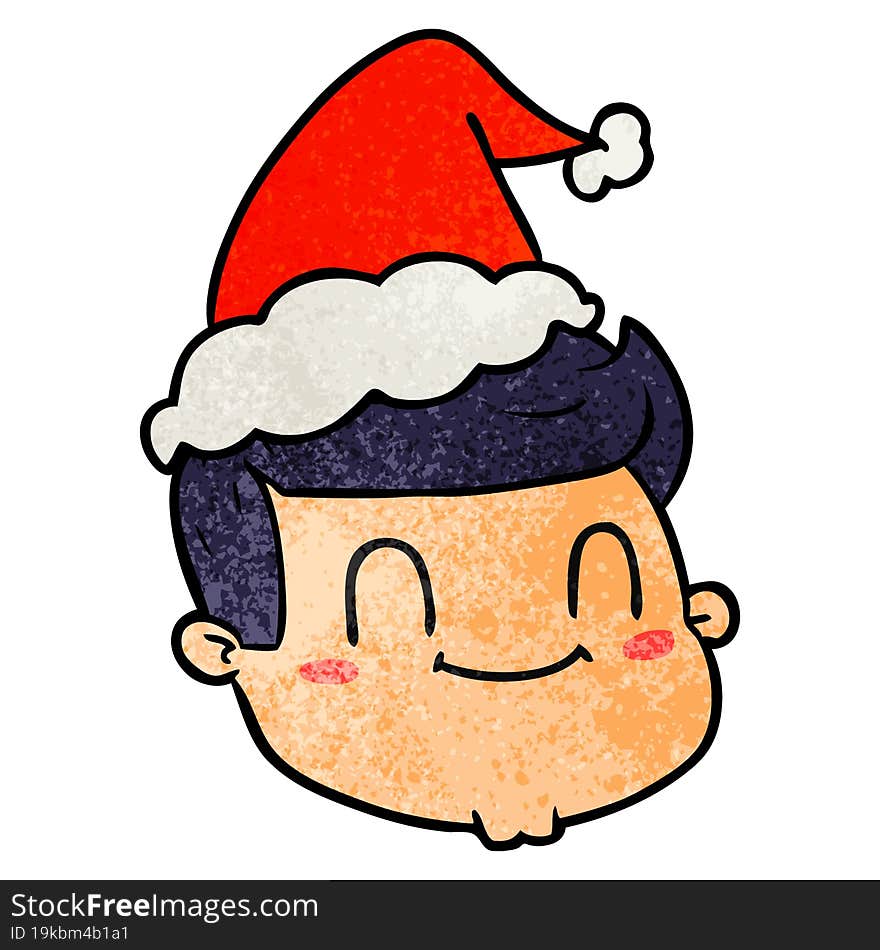 textured cartoon of a male face wearing santa hat