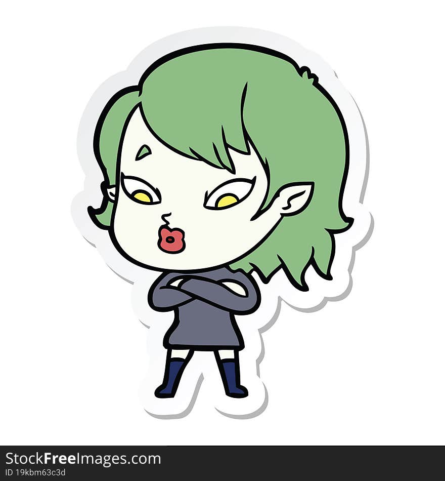 Sticker Of A Cute Cartoon Vampire Girl