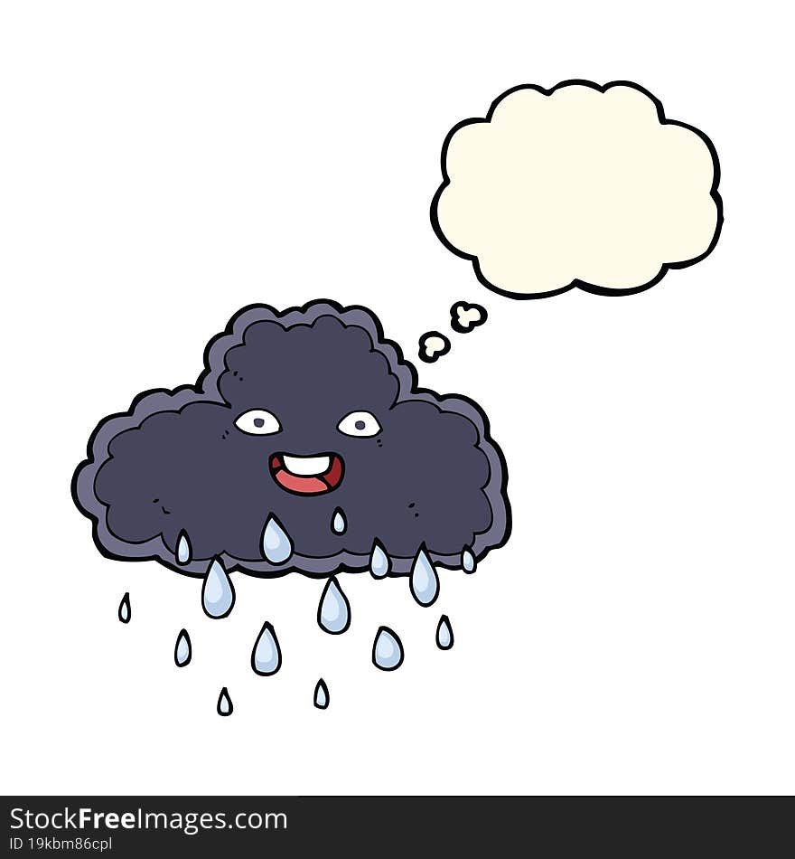 Cartoon Raincloud With Thought Bubble