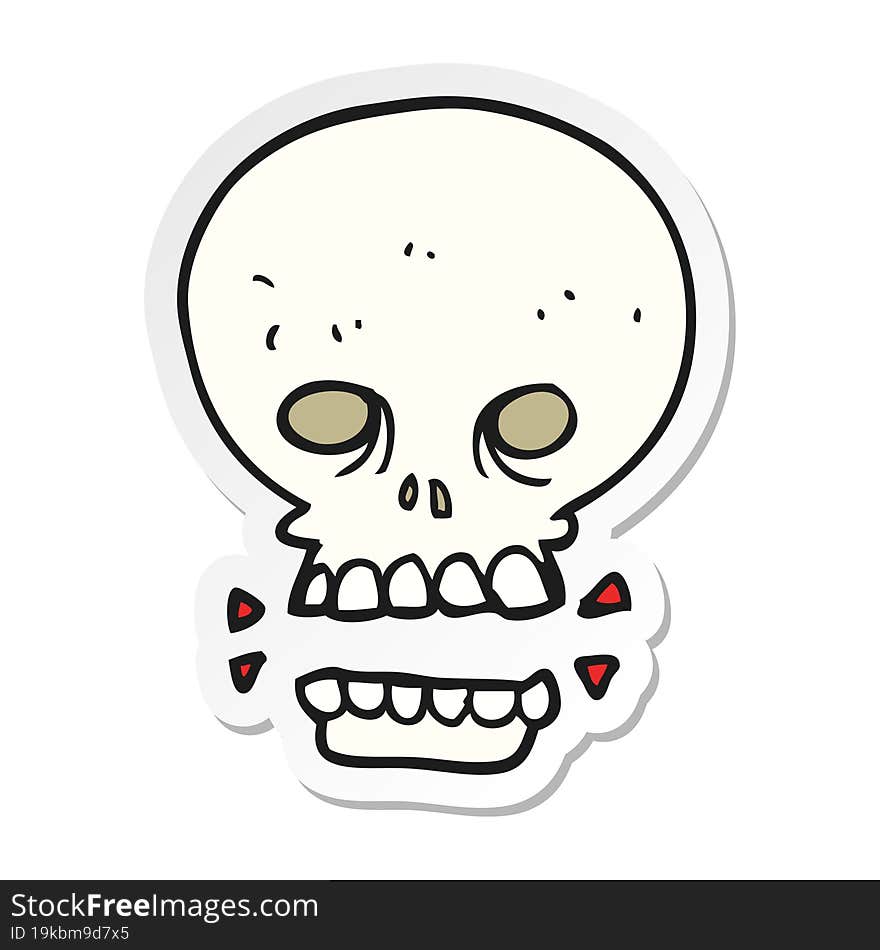 sticker of a cartoon scary skull