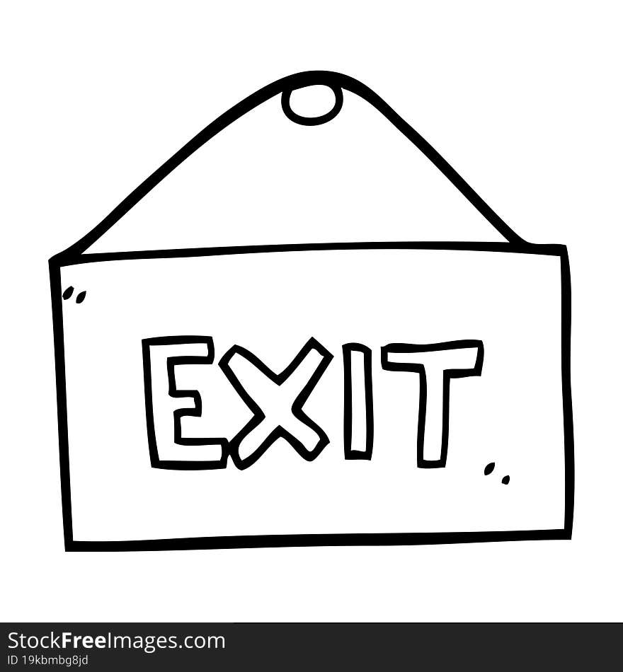 line drawing cartoon exit sign