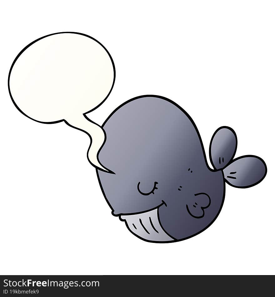 Cartoon Whale And Speech Bubble In Smooth Gradient Style