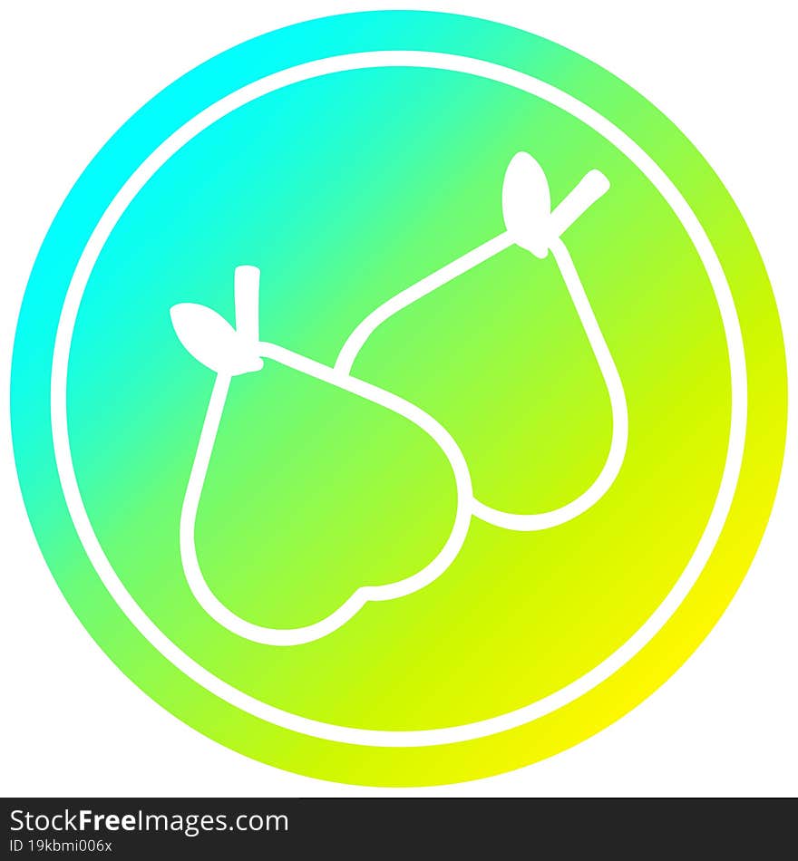 organic pears circular in cold gradient spectrum