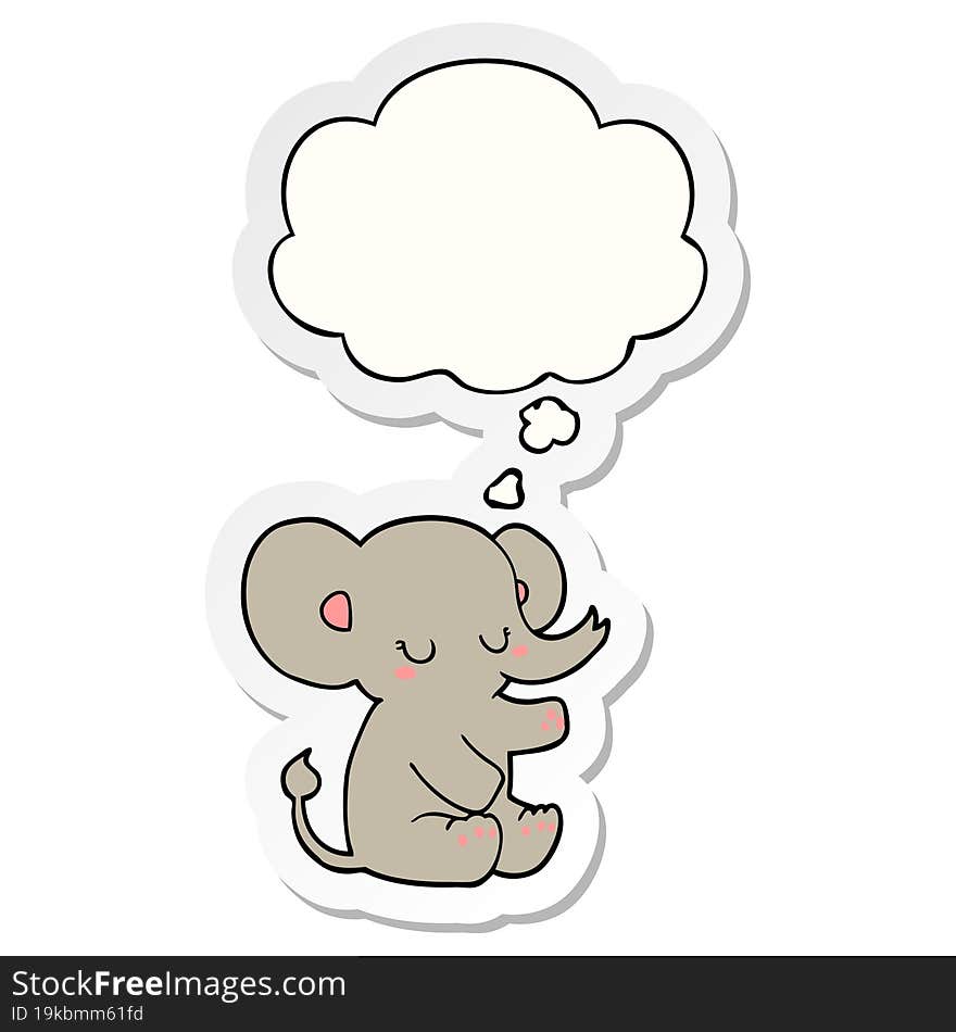 cartoon elephant and thought bubble as a printed sticker