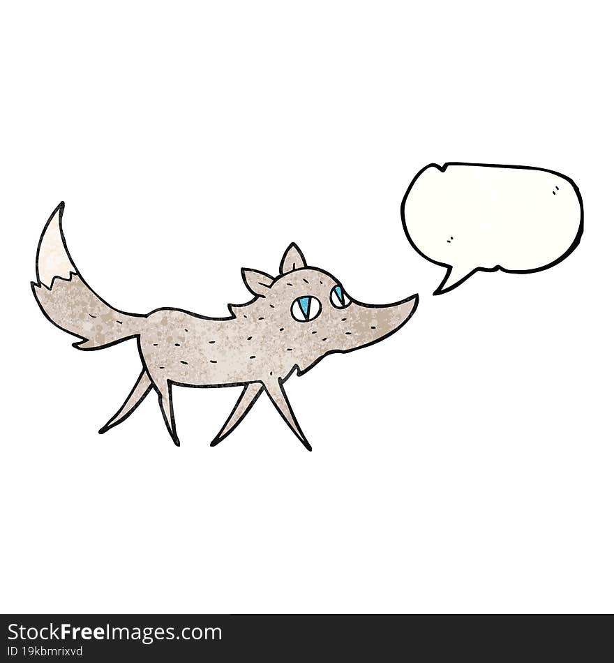 speech bubble textured cartoon little wolf