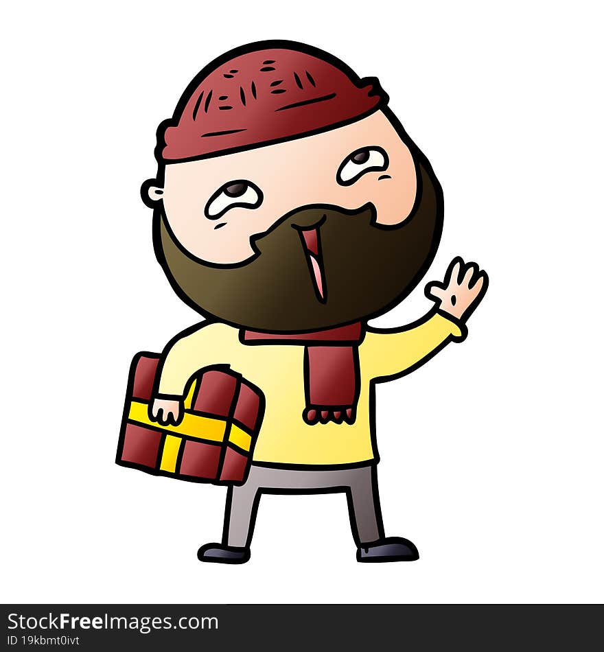 cartoon happy bearded man. cartoon happy bearded man