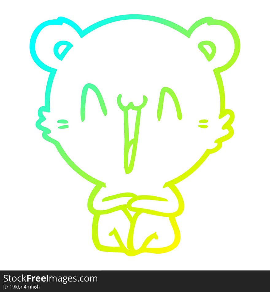 cold gradient line drawing happy bear sitting cartoon