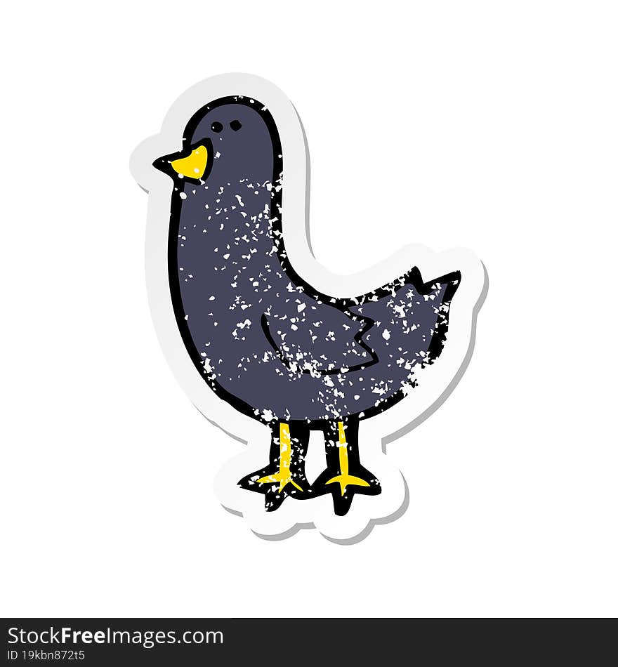 Retro Distressed Sticker Of A Cartoon Bird