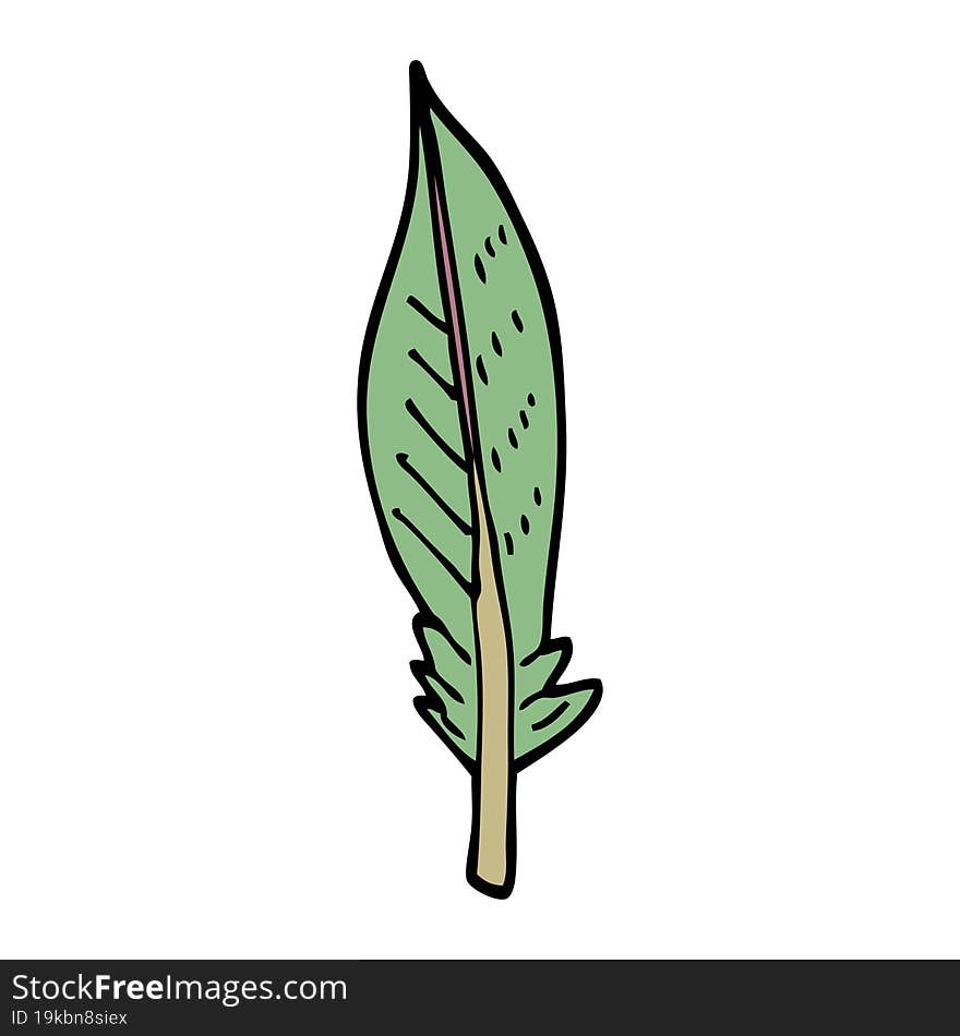 cartoon doodle green feather