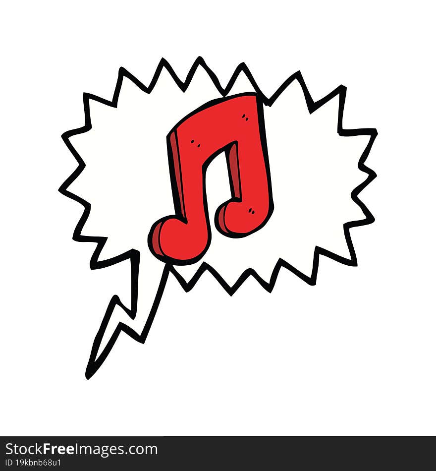 cartoon musical note with speech bubble