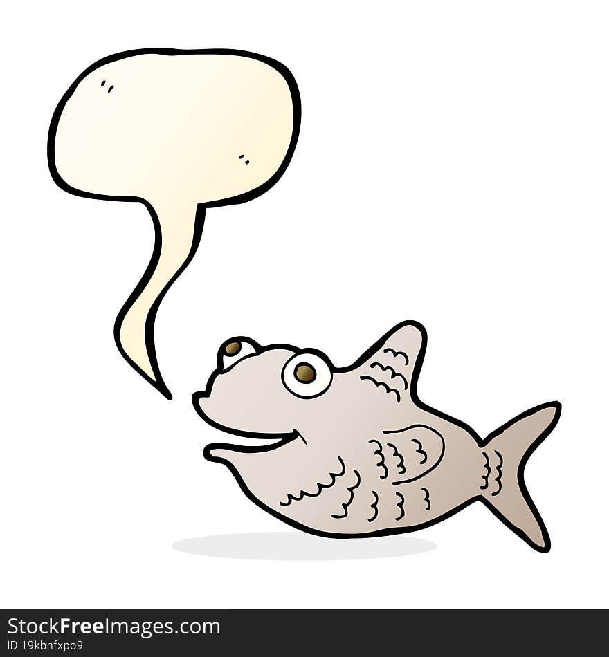 cartoon happy fish with speech bubble