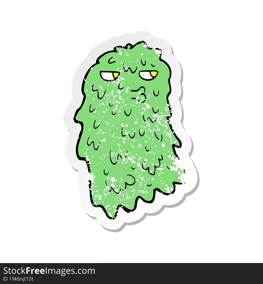 Retro Distressed Sticker Of A Cartoon Gross Ghost