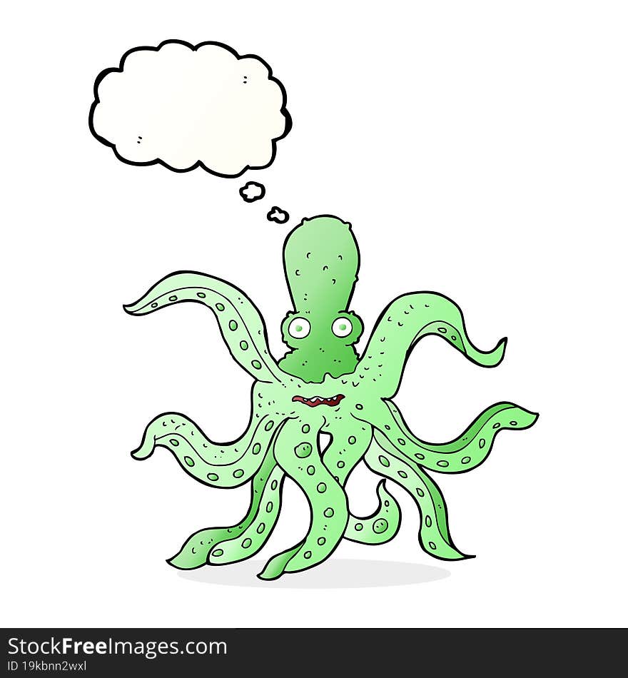 Cartoon Giant Octopus With Thought Bubble