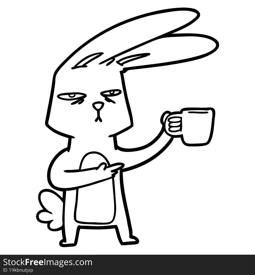 cartoon rabbit with coffee. cartoon rabbit with coffee