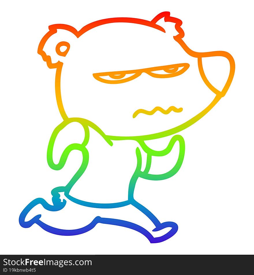 rainbow gradient line drawing angry bear polar cartoon