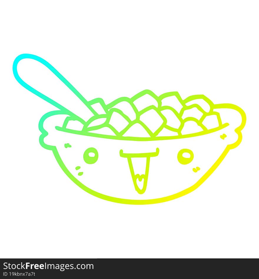 cold gradient line drawing cute cartoon bowl of cereal