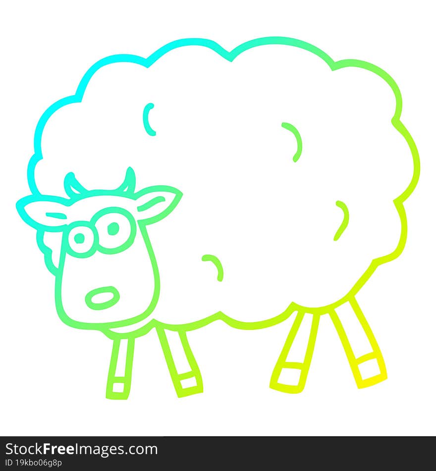 cold gradient line drawing of a cartoon sheep