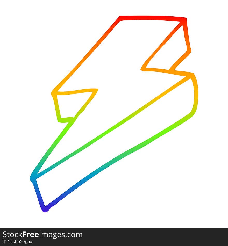 rainbow gradient line drawing cartoon thunder bolt