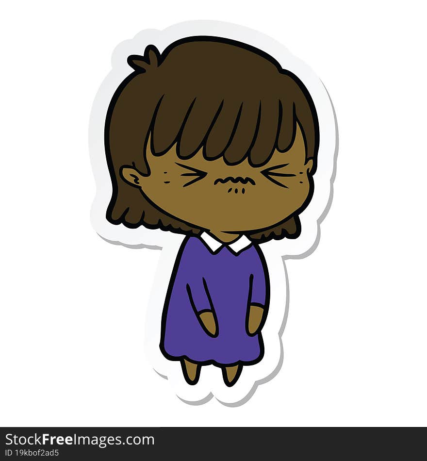 Sticker Of A Annoyed Cartoon Girl