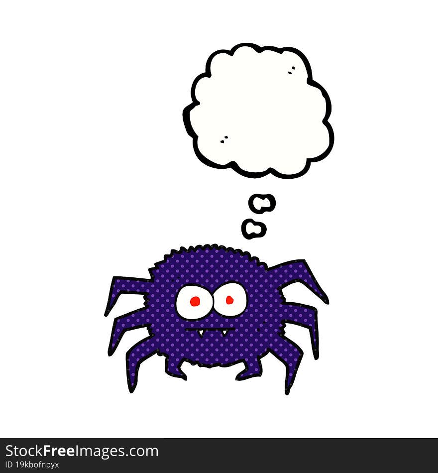 freehand drawn thought bubble cartoon spider