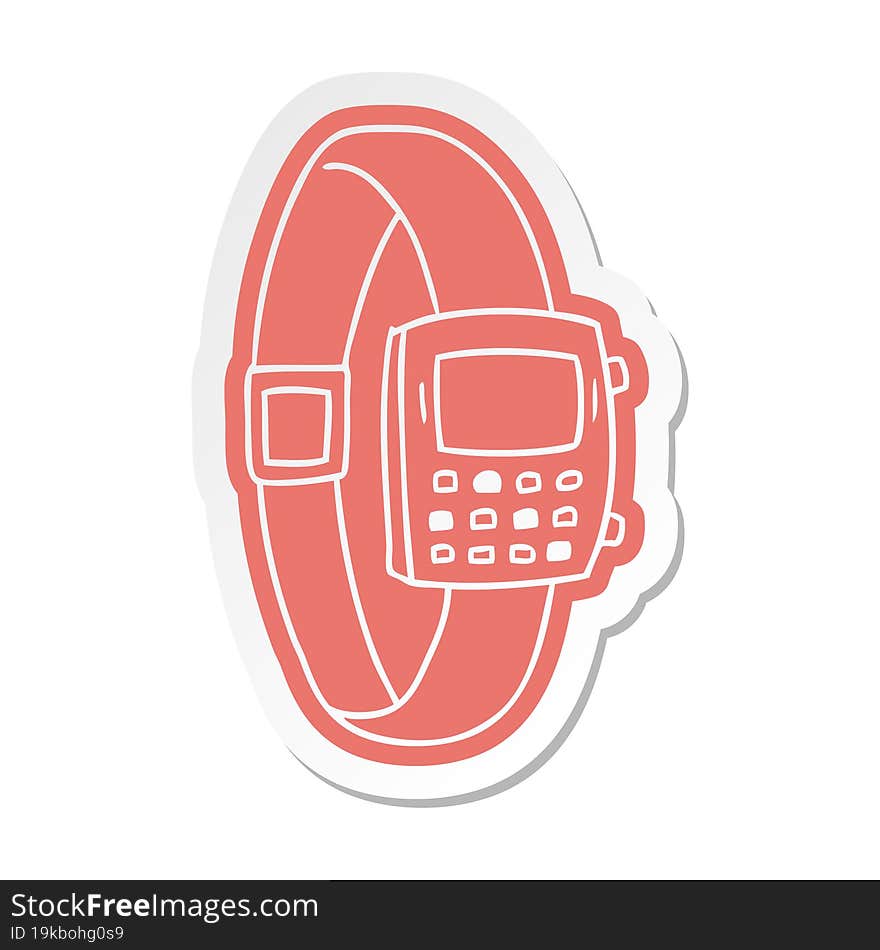 cartoon sticker of a retro watch