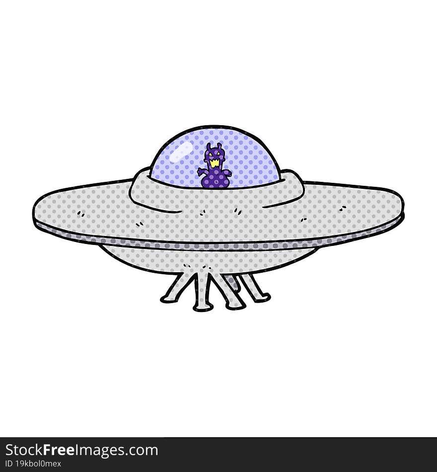 freehand drawn cartoon UFO