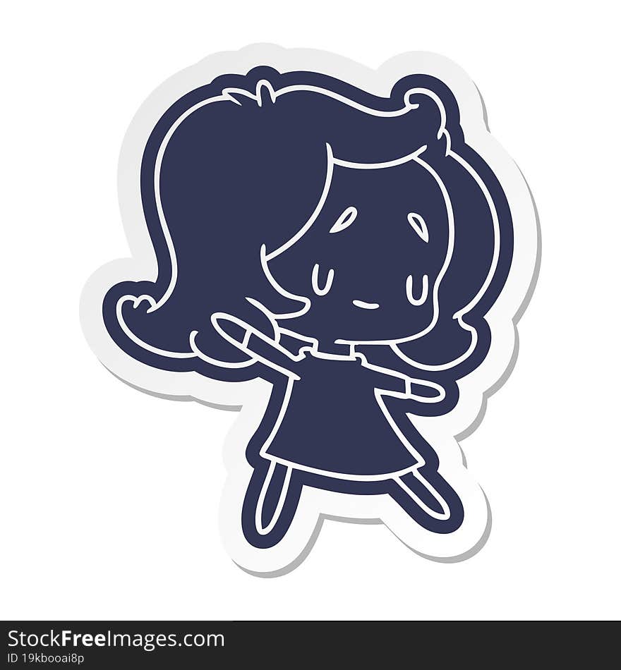 cartoon sticker of a cute kawaii girl