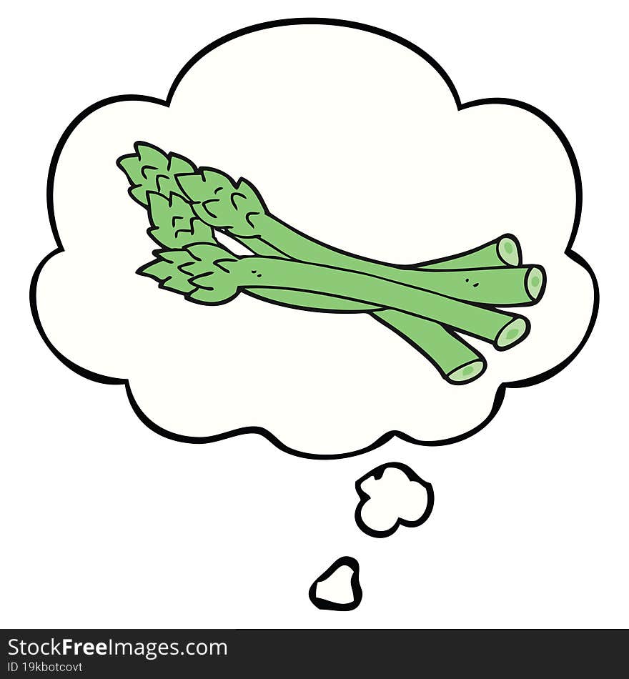 cartoon asparagus and thought bubble