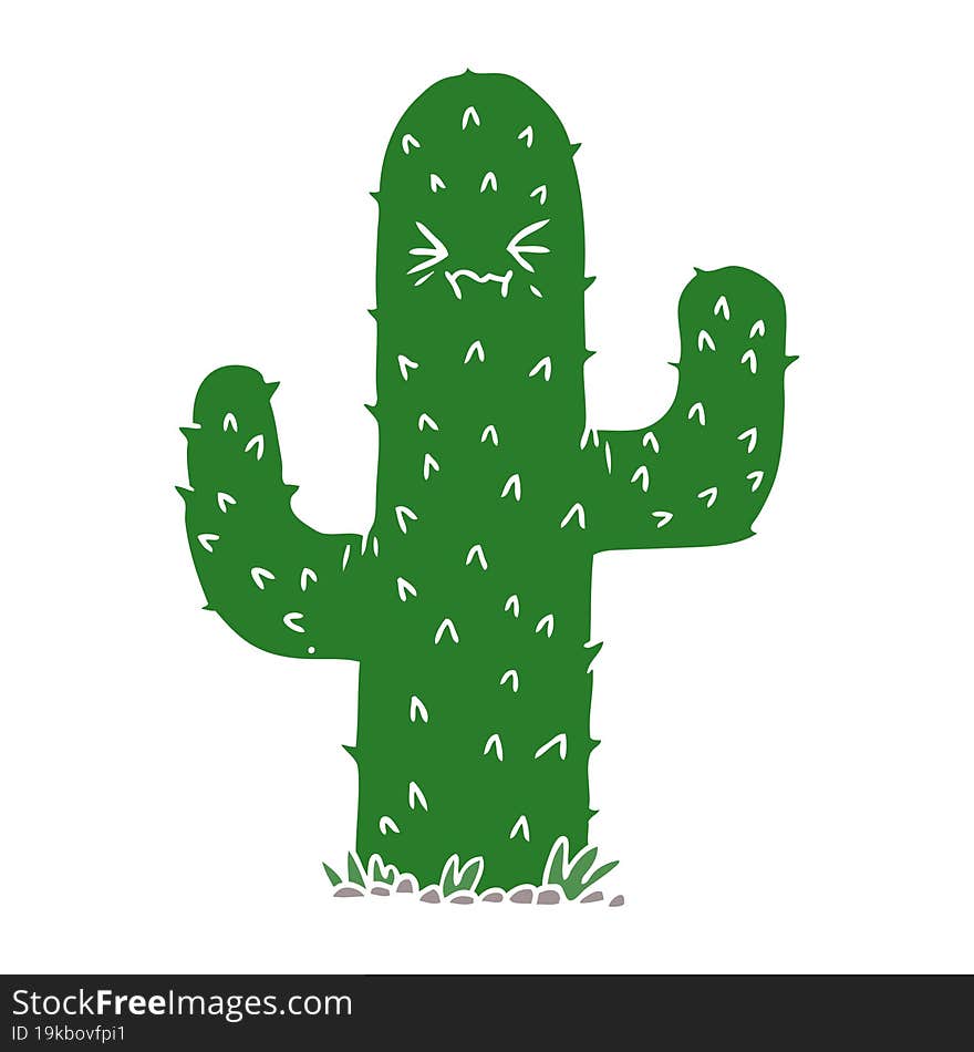 flat color style cartoon cactus