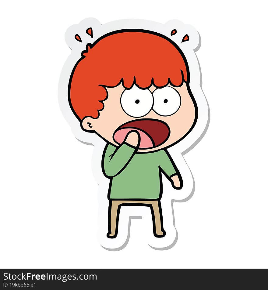 Sticker Of A Cartoon Shocked Man