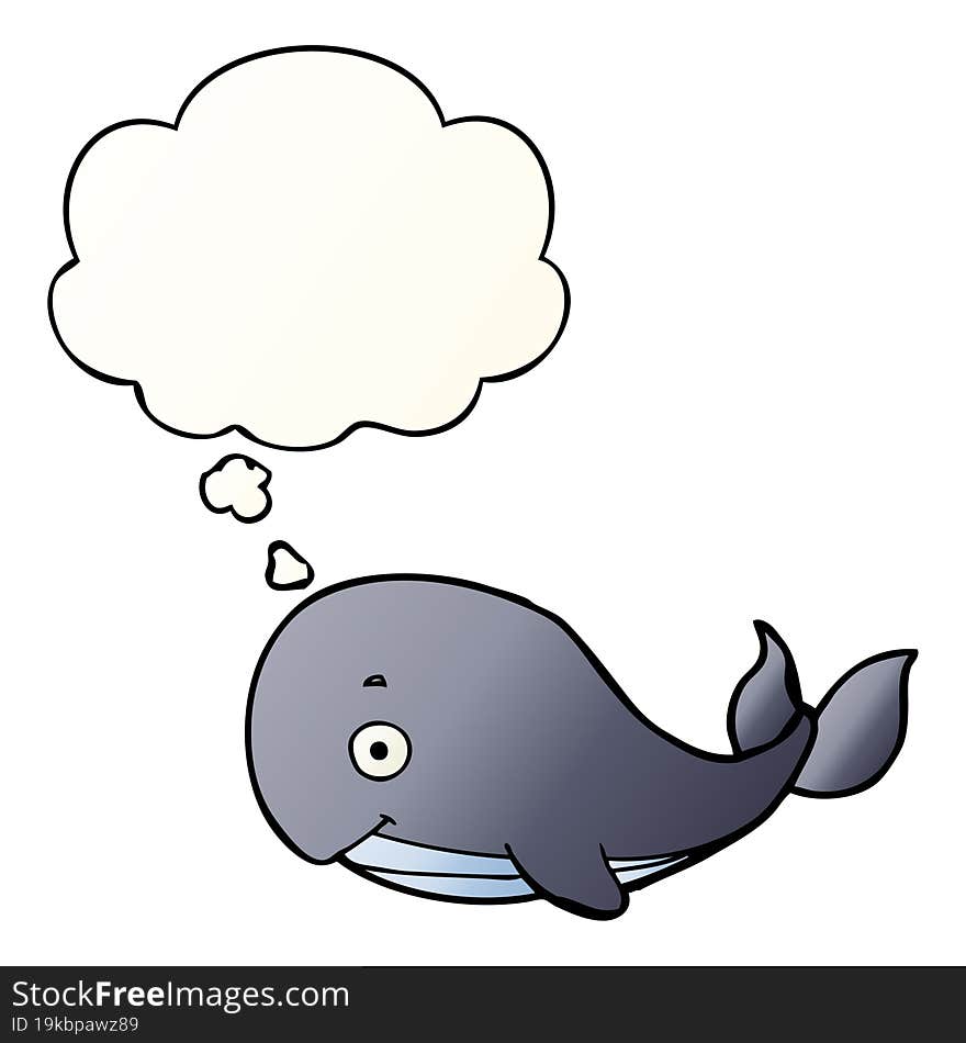 cartoon whale and thought bubble in smooth gradient style