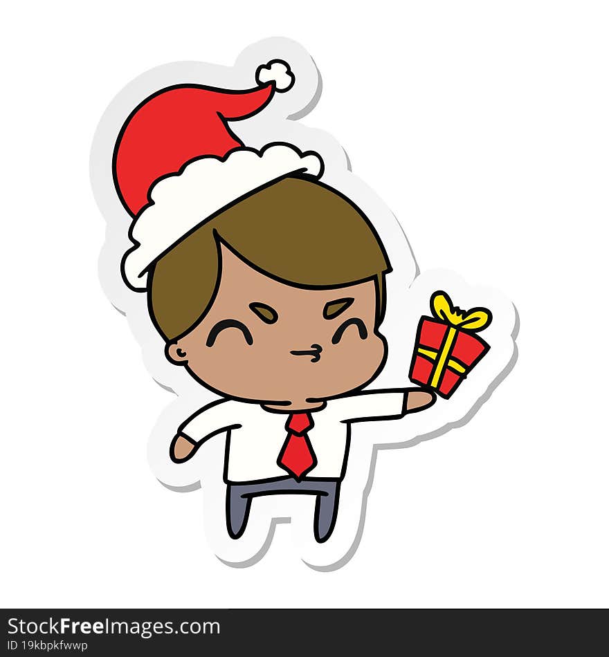 christmas sticker cartoon of kawaii boy