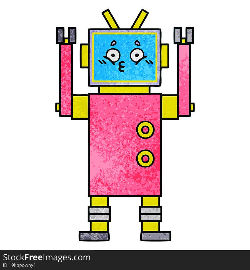 Retro Grunge Texture Cartoon Robot