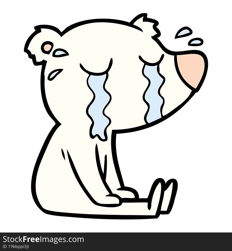 cartoon crying sitting polar bear. cartoon crying sitting polar bear