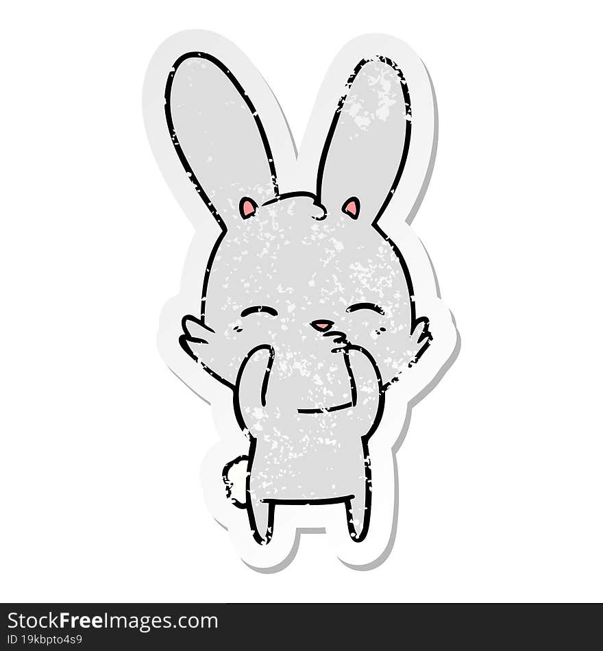 Distressed Sticker Of A Curious Bunny Cartoon