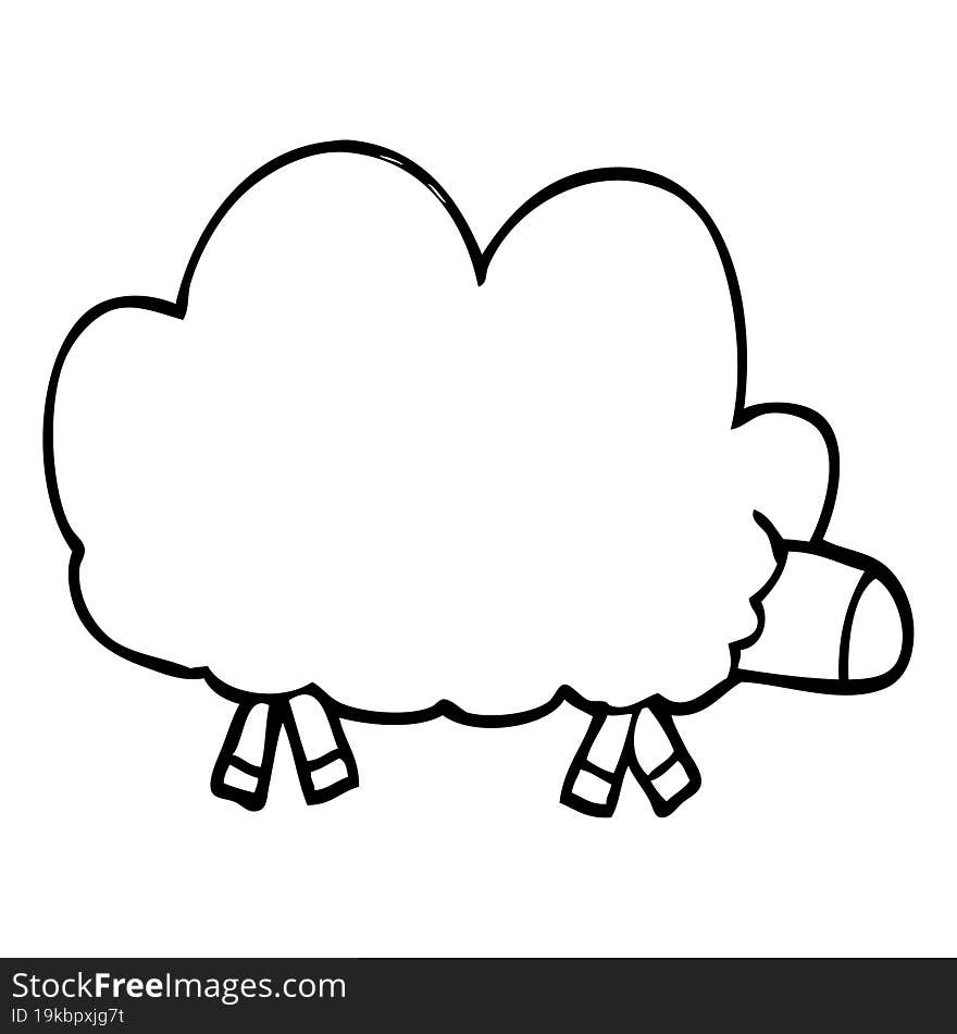 line drawing cartoon of a sheep