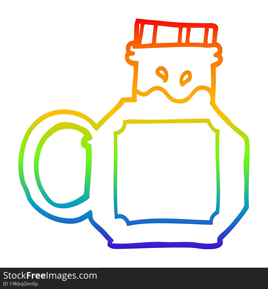 rainbow gradient line drawing of a cartoon honey