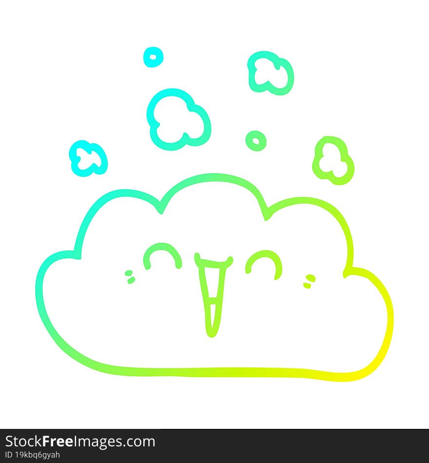 cold gradient line drawing cartoon smoke cloud