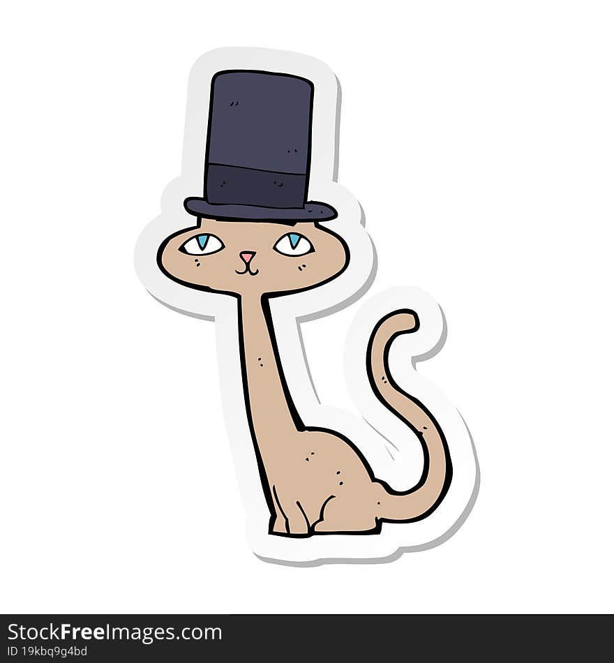 sticker of a cartoon cat in top hat